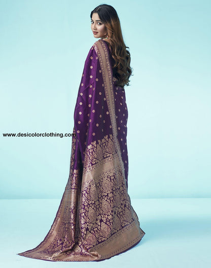 Purple Jacquard Silk Saree