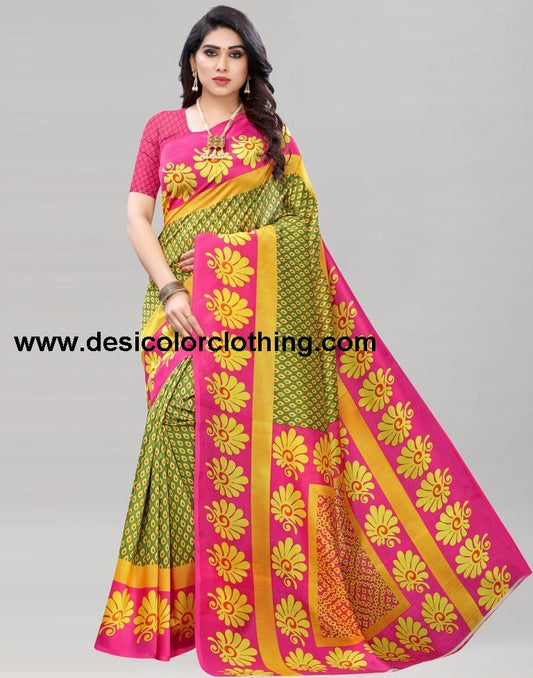 Pink Coloured Poly Silk Printed Casual saree