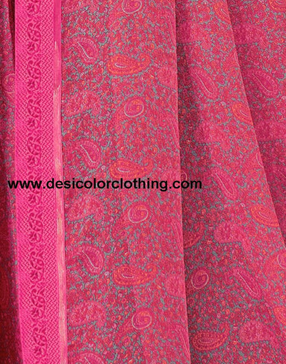 Pink Georgette Printed Sarees