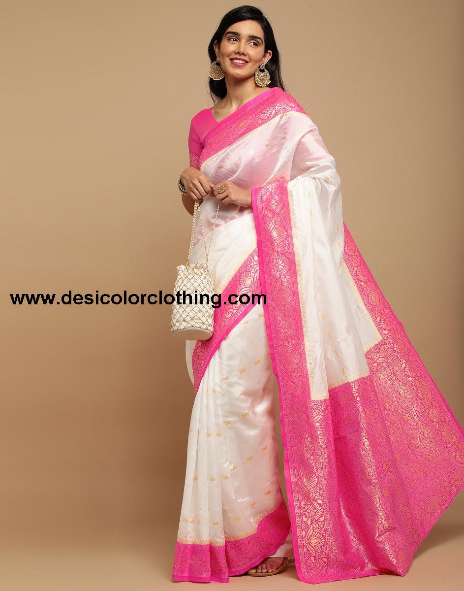 White Kanjivaram Silk Saree