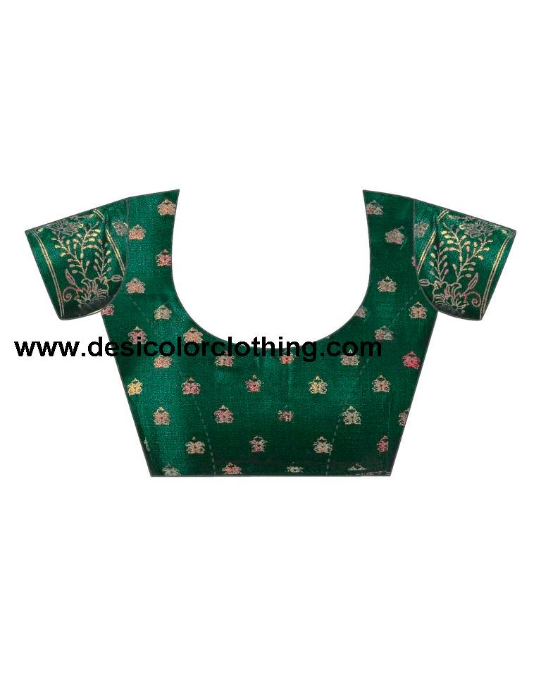 Dark Green Silk Printed Saree