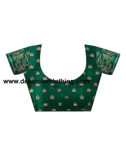 Dark Green Silk Printed Saree