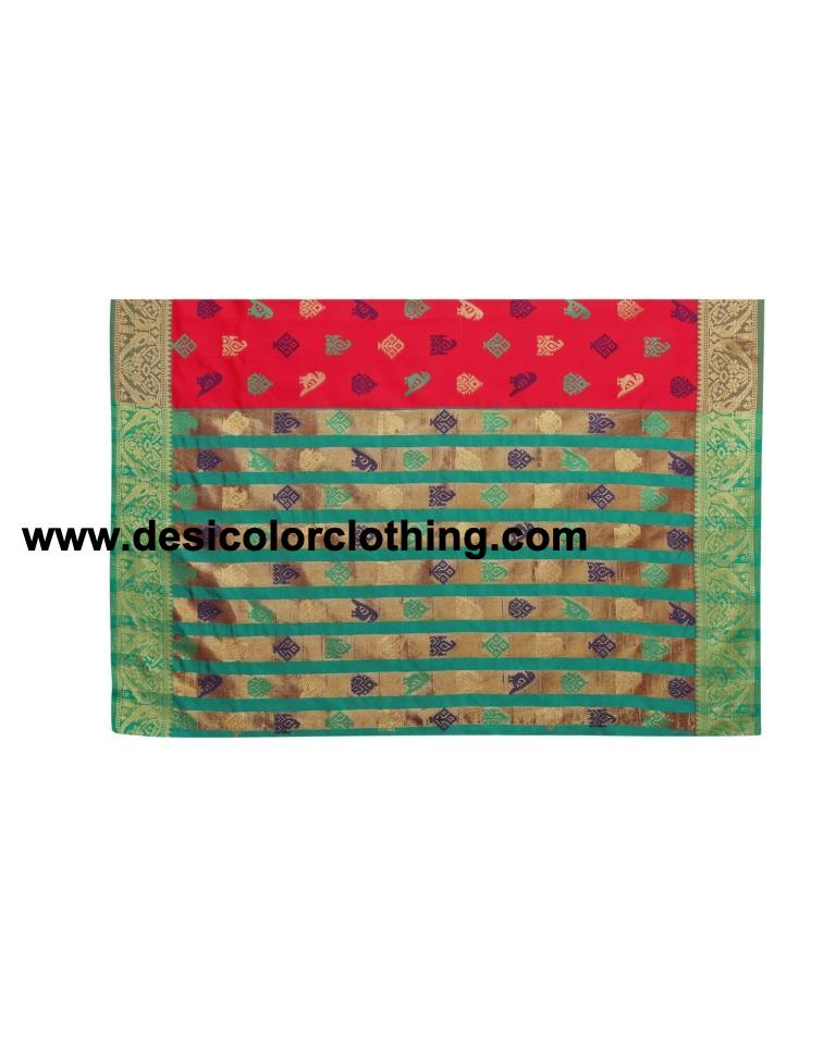 Red Coloured Poly Silk Jacquard Partywear saree