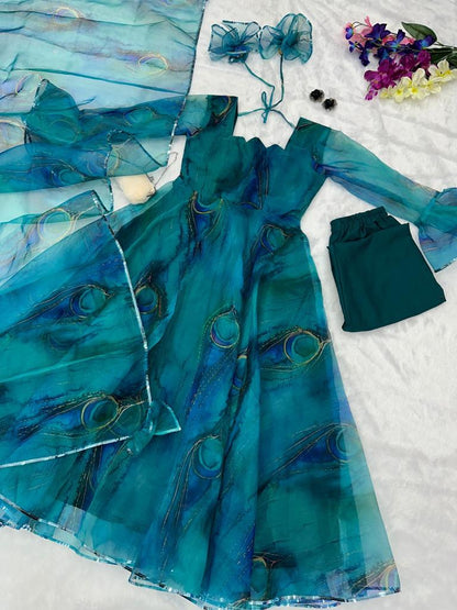 Product Image - Exclusive Ri8 Fashion Anarkali Suit - Digital Printed Organza Silk