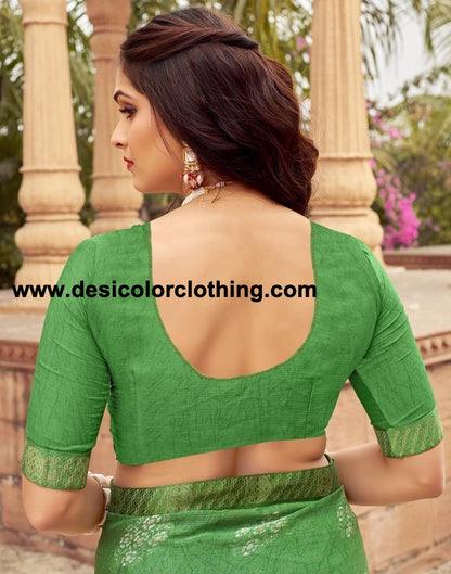 Green Chiffon Printed Saree