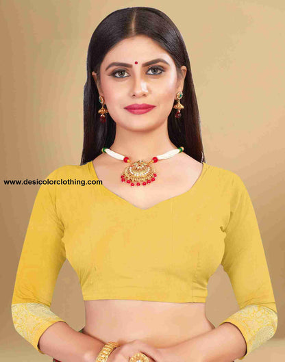 Yellow Cotton Plain Saree