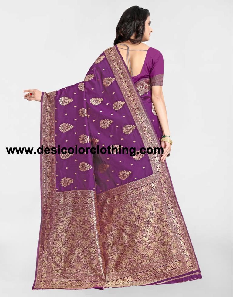Purple Jacquard Banarasi Silk Saree