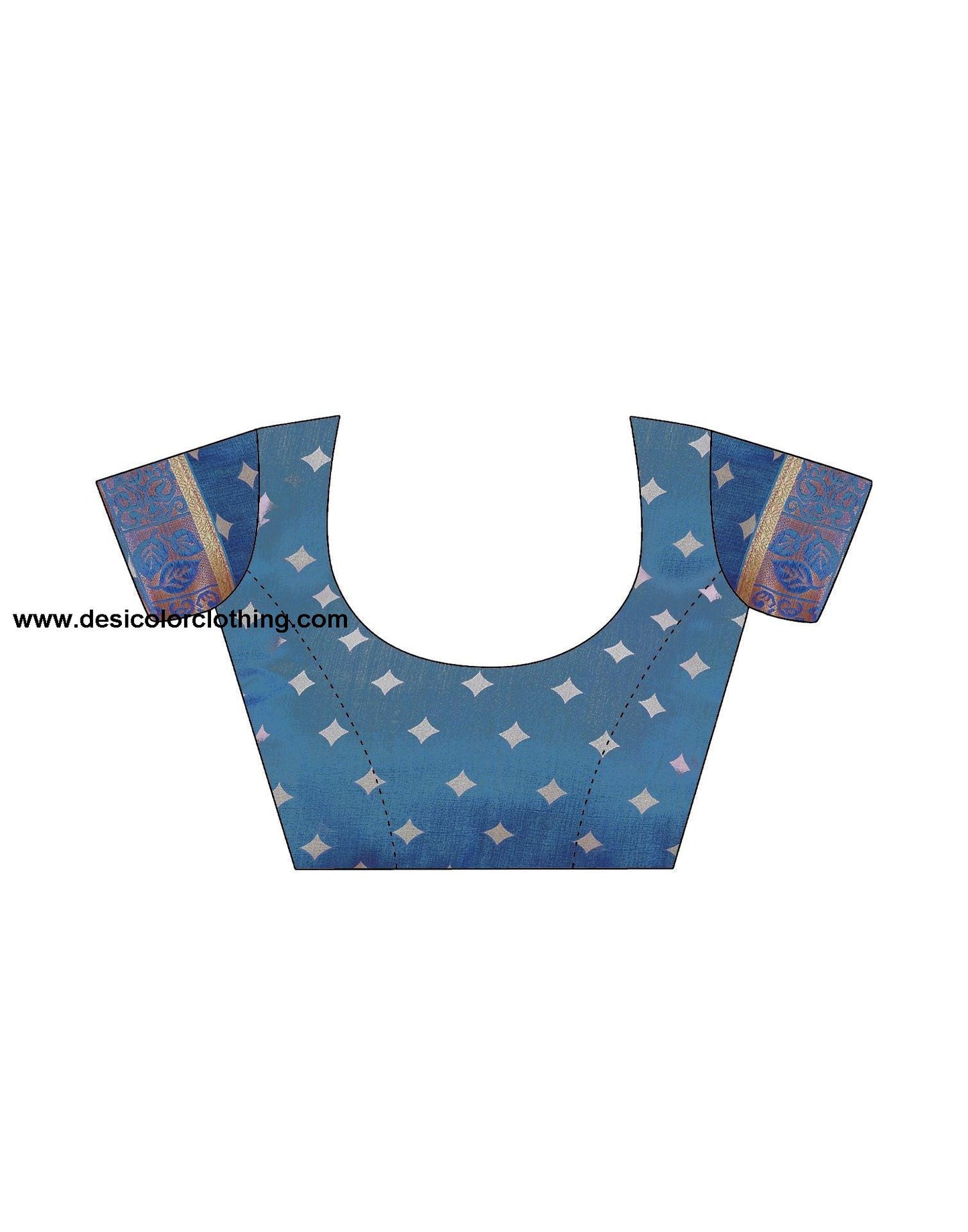 Peacock Blue Printed Silk Saree