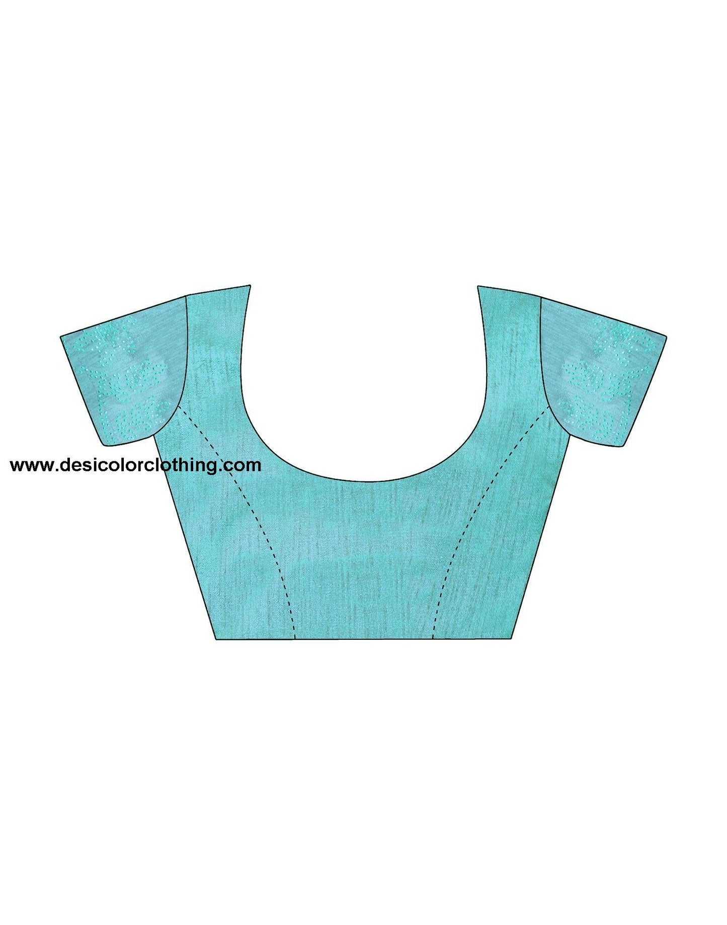 Turquoise Blue Printed Chiffon Saree