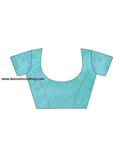 Turquoise Blue Printed Chiffon Saree