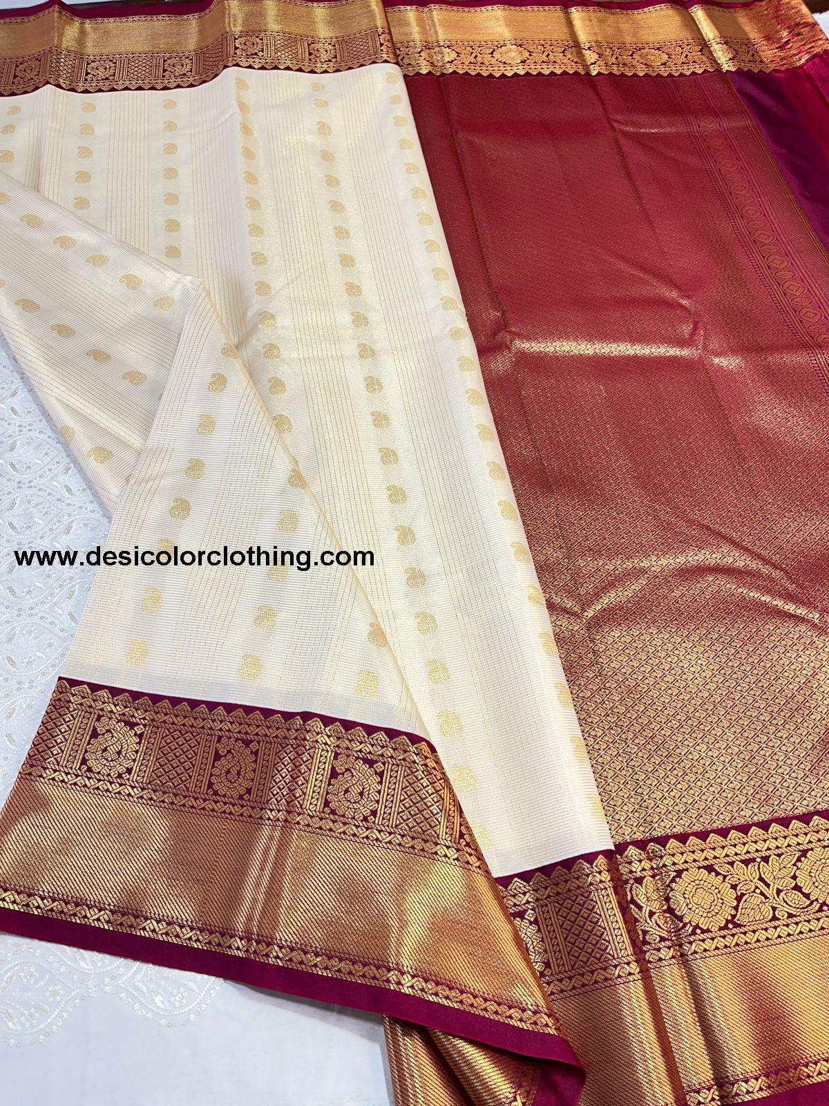 Semi Kanchi Saree with Free Shipping  - Brown