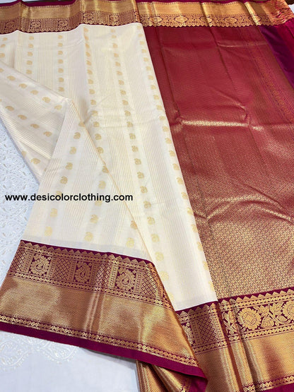 Semi Kanchi Saree with Free Shipping  - Brown