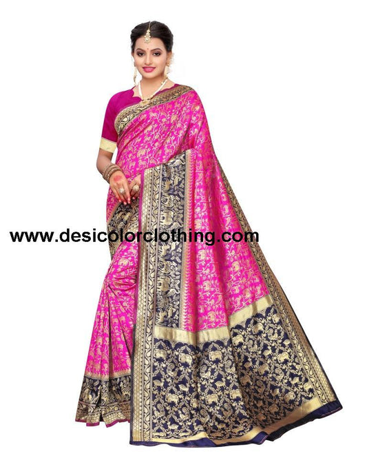 Pink Coloured Poly Silk Banarasi Jacquard Partywear saree