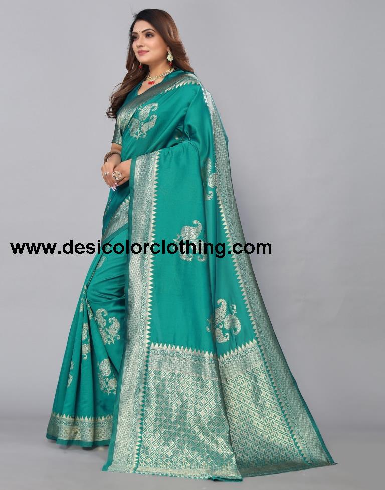 Rama Green Banarasi Silk Saree