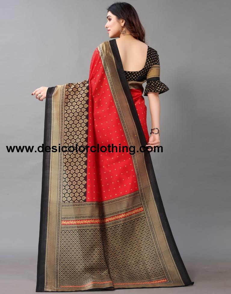 Red And Beige Silk Saree