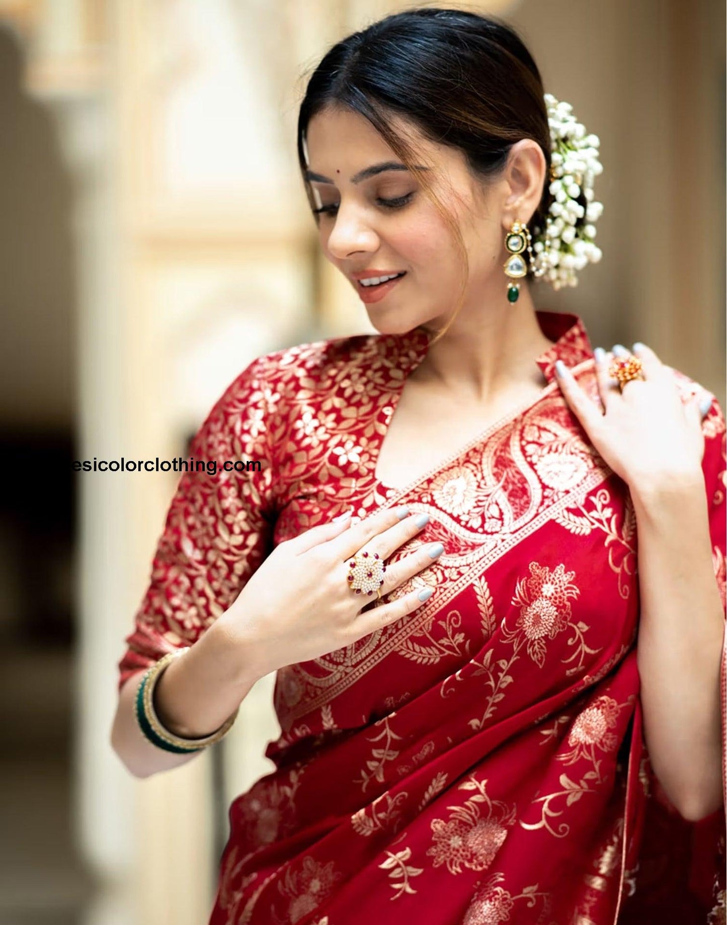 Red Silk Plain Saree