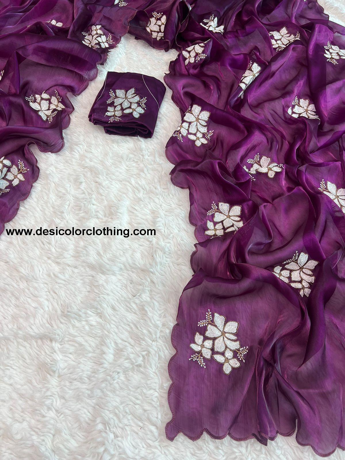 Pure Glass Jimmy Chu Chiffon Saree Collection*