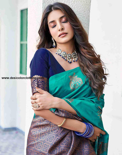 Blue Silk Woven Saree
