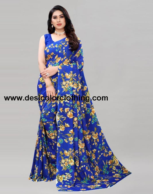 Royal Blue Printed Saree | 2082S644