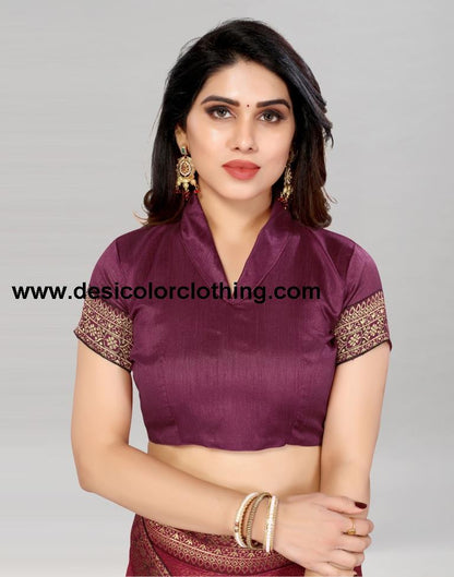 Wine Coloured Lycra Foil Printed Saree | SLV2197S108