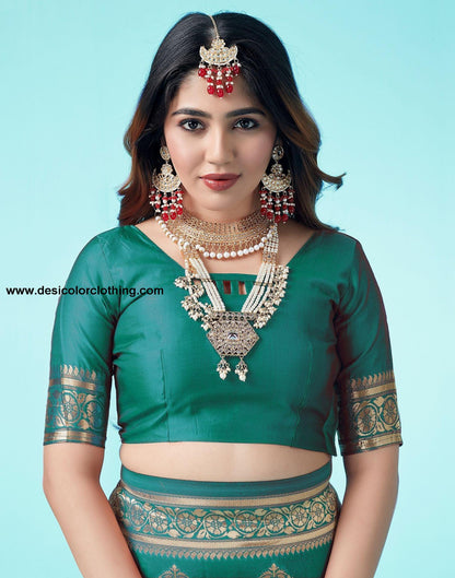 Rama Green Jacquard Silk Saree