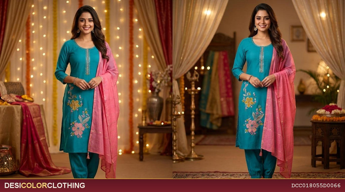 Product Image - Elegant Lite Blue Party Wear Suite - 5