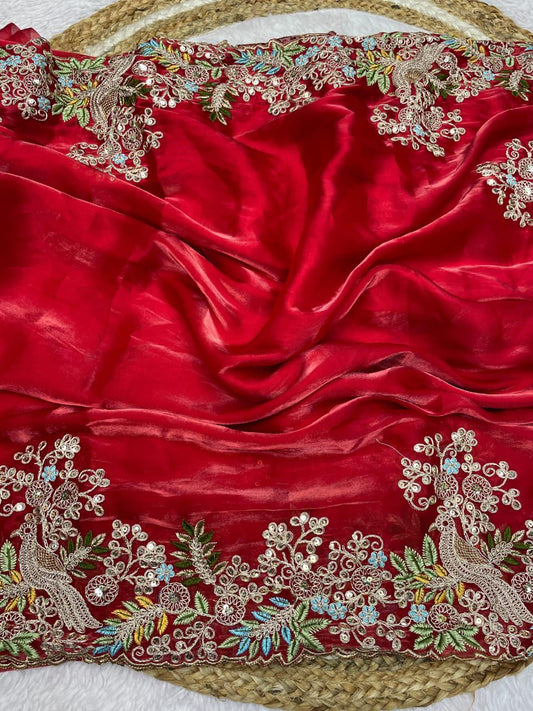 Product Image - Elegant Viscose Georgette Saree with Banarasi Multi Embroidery | Festive Wear