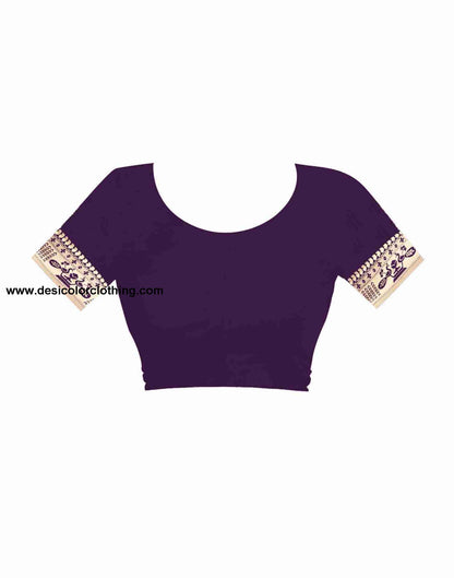 Purple Silk Plain Saree