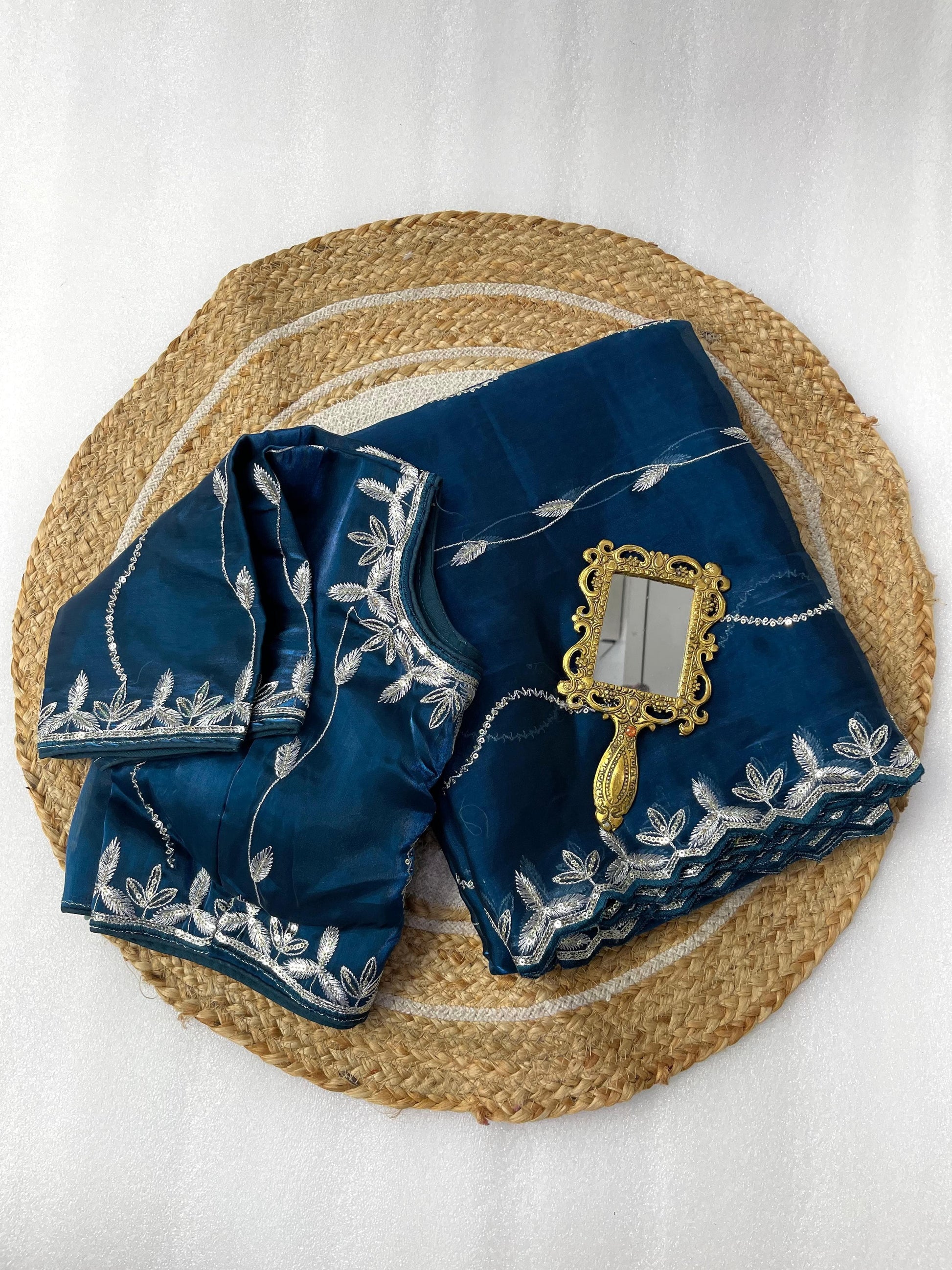 Product Image - Designer Zimmy Choo Silk Saree with Embroidered Border & Lehiriya Design
