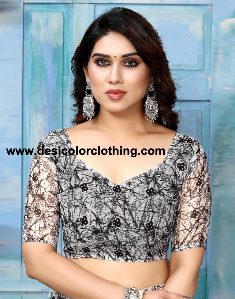 Black Chiffon Printed Saree