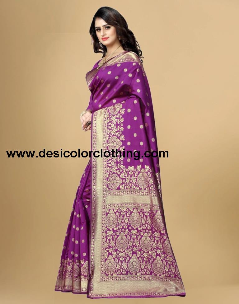 Purple Banarasi Silk Saree