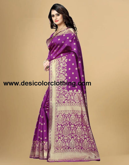 Purple Banarasi Silk Saree