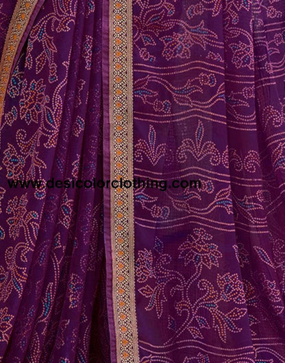 Purple Chiffon Bandhani Saree