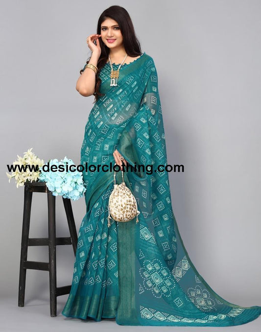 Pine Green Cotton Saree