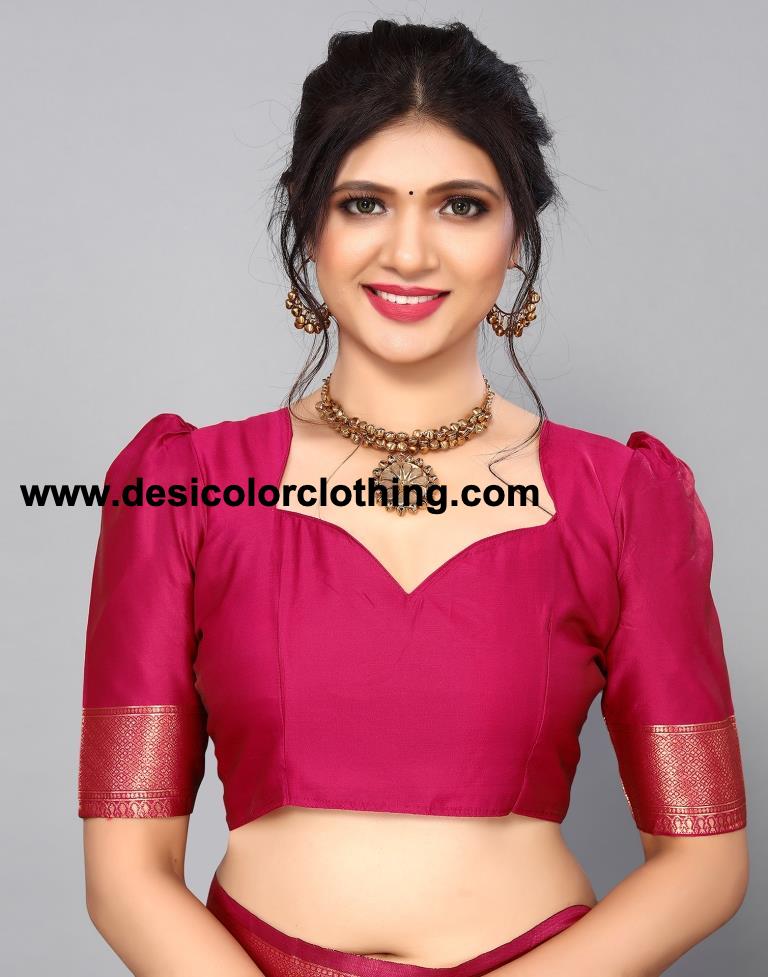 Dark Pink Banarasi Silk Saree