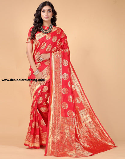 red saree with golden blouse