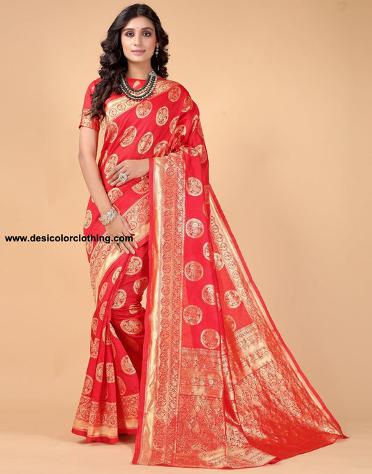red saree with golden blouse