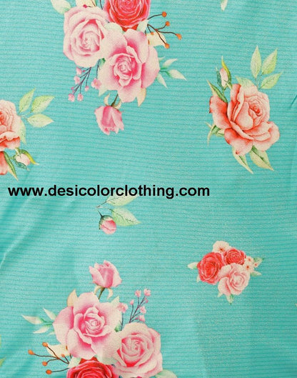 Refreshing Teal Coloured Poly Silk Digital Printed Casual Wear Lehenga | SLV102L10172