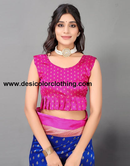 Blue Printed Silk Saree