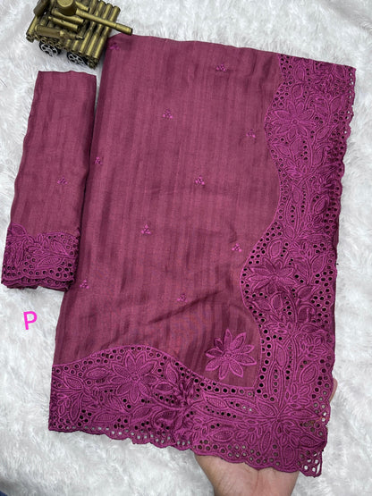 Product Image - Elegant Visca Slub Silk Designer Saree