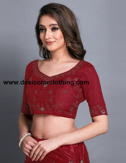 Outstanding Red Coloured Net Emroidered Laced Casual Wear Lehenga | SLV113L10319