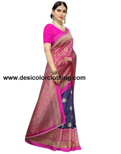 Pink Coloured Poly Silk Printed Saree
