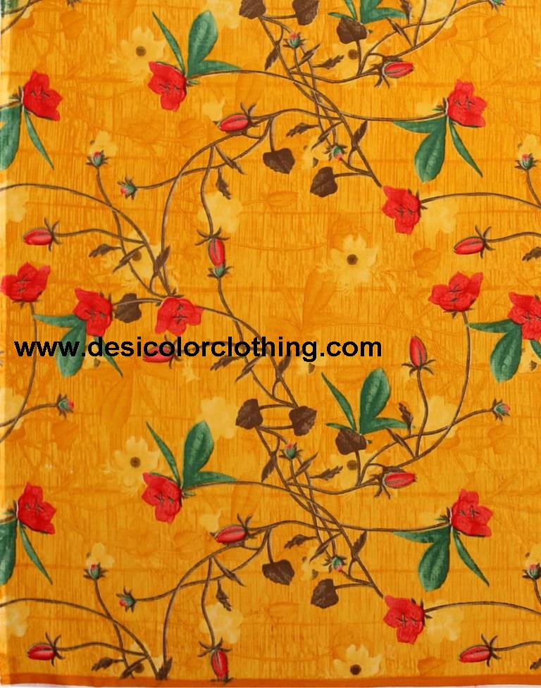 Definitive Turmeric Yellow Printed Saree | 1955S349