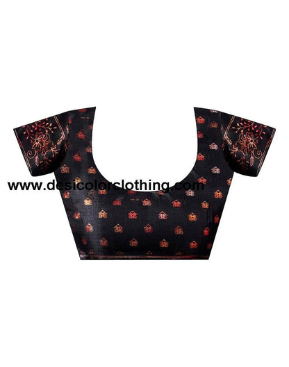 Black Silk Printed Saree