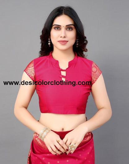 Pink And Golden Banarasi Silk Saree