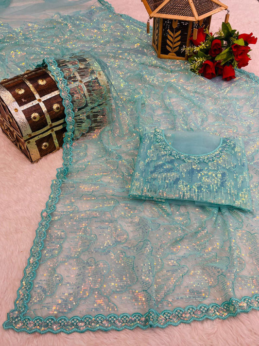 Product Image - Exquisite Designer Georgette Saree with Sequin Work