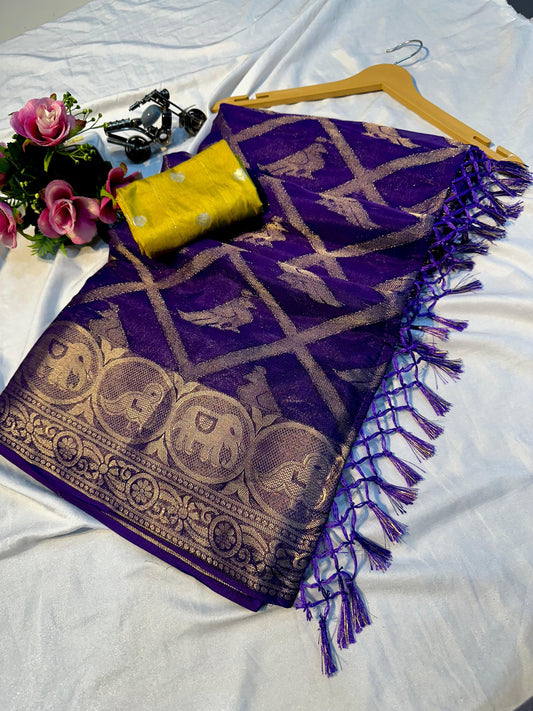 Product Image - Designer Mysore Silk Saree with Jecad Border