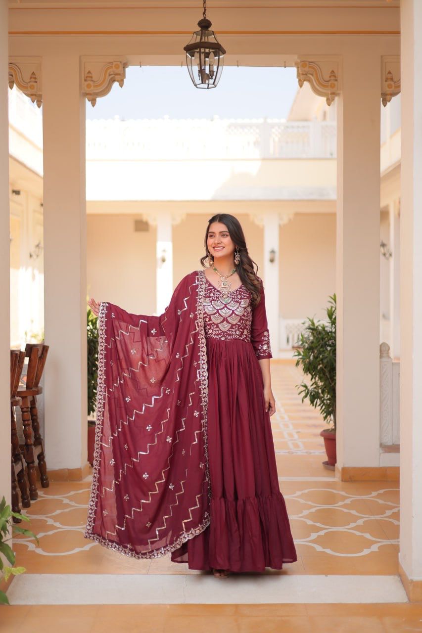 Product Image - Designer Georgette Festive Gown with Dupatta