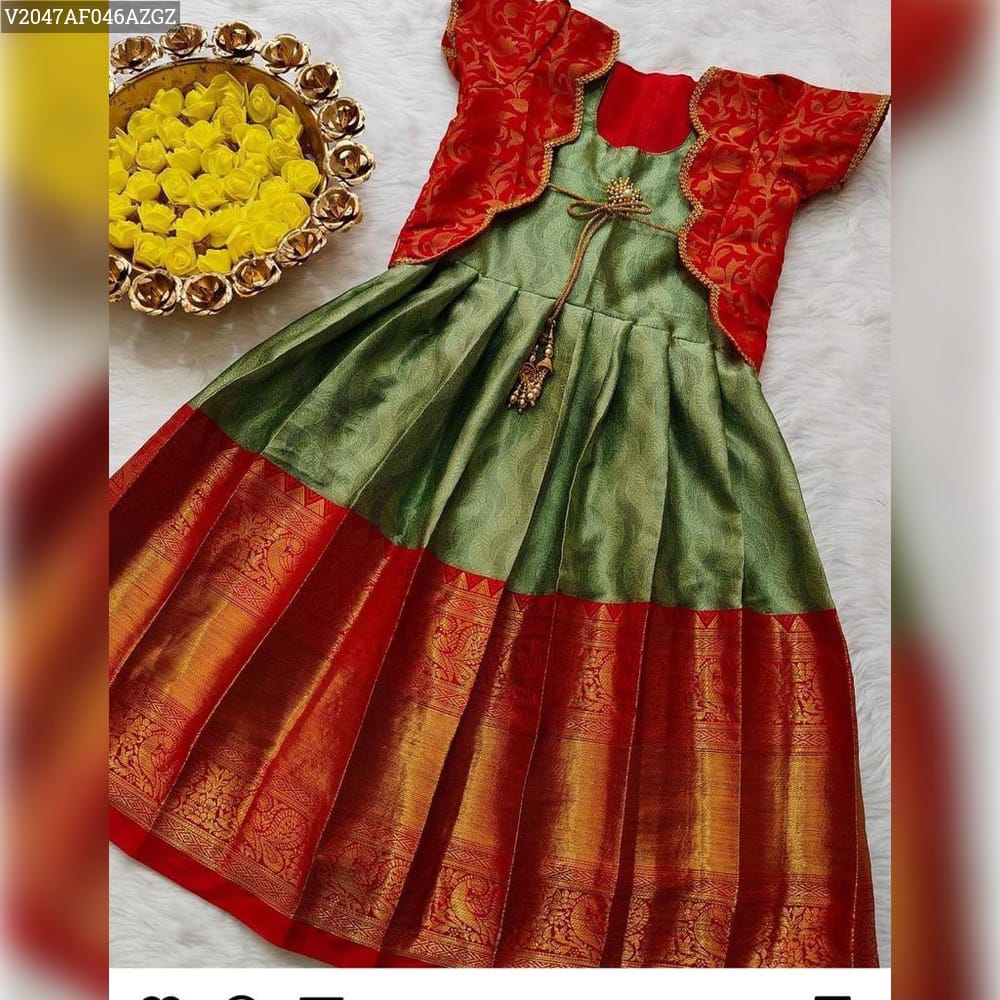 Product Image - Designer Zari Weaving Gown with Koti | Festive Wear Gown for All Ages