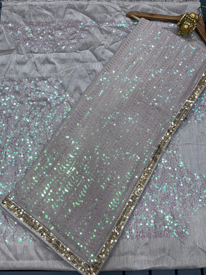 Product Image - Designer Bollywood Sequins Saree in Georgette Fabric - Perfect for Weddings & Festive Wear